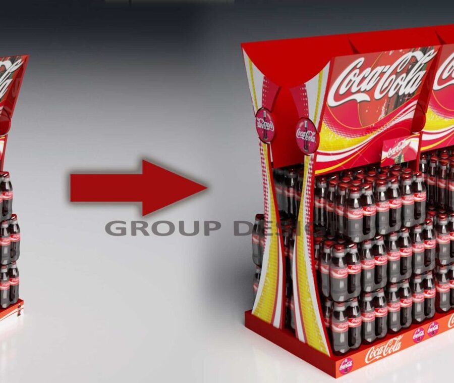 Présentoirs personnalisés COCA COLA pour grandes surfaces
